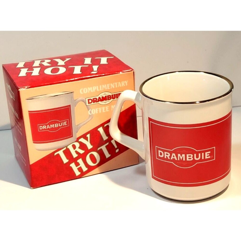 DRAMBUIE Try It Hot Coffee Mug Cup Gold Trim New in Box